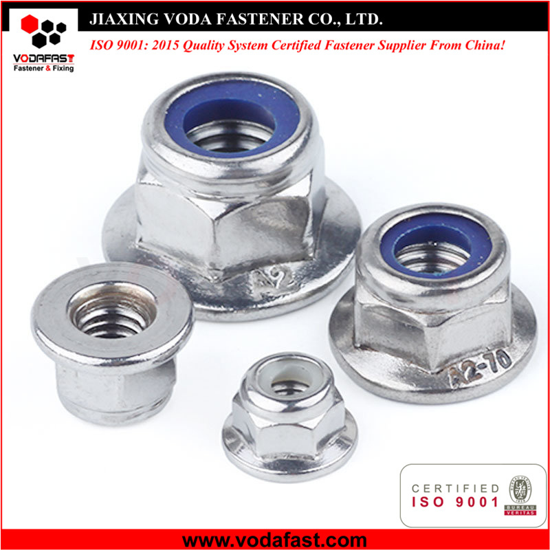 Standard Hex Flange Nylon Insert Lock Nuts made of Steel and Stainless Steel