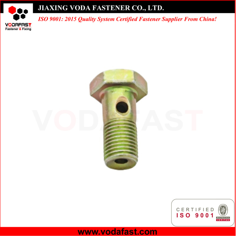 Carbon Steel Yellow Galvanized Banjo Bolt Hex Head Hollow Bolt with Hole
