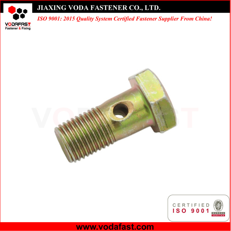 Carbon Steel Yellow Galvanized Banjo Bolt Hex Head Hollow Bolt with Hole