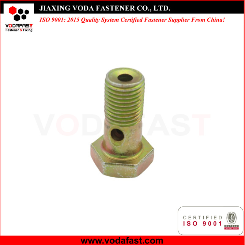 Carbon Steel Yellow Galvanized Banjo Bolt Hex Head Hollow Bolt with Hole