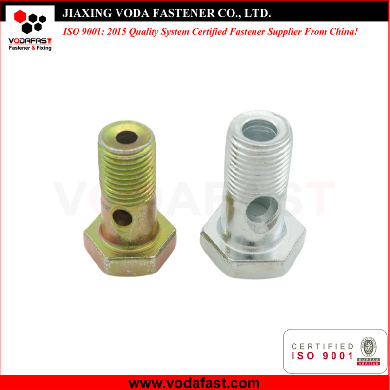 Carbon Steel Yellow Galvanized Banjo Bolt Hex Head Hollow Bolt with Hole