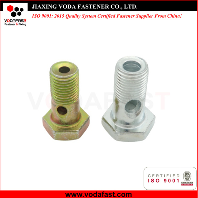 Carbon Steel Yellow Galvanized Banjo Bolt Hex Head Hollow Bolt with Hole