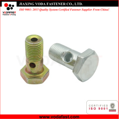 Carbon Steel Yellow Galvanized Banjo Bolt Hex Head Hollow Bolt with Hole