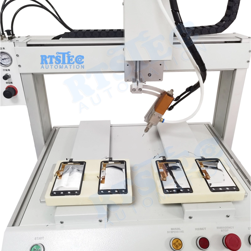 Silicone Glue Dispensing Machine,Robotic Glue Dispenser , 5Axis With Rotation Dispesing Head, Applied on LCD phone Screen Dispensing