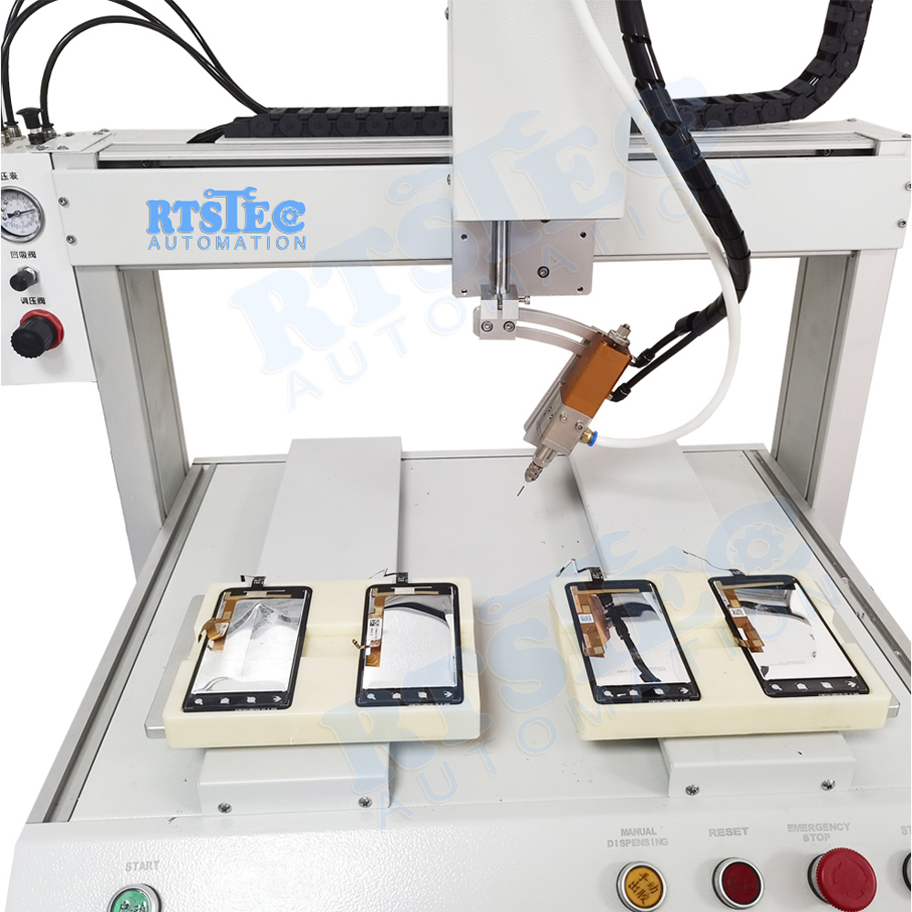 Silicone Glue Dispensing Machine,Robotic Glue Dispenser , 5Axis With Rotation Dispesing Head, Applied on LCD phone Screen Dispensing