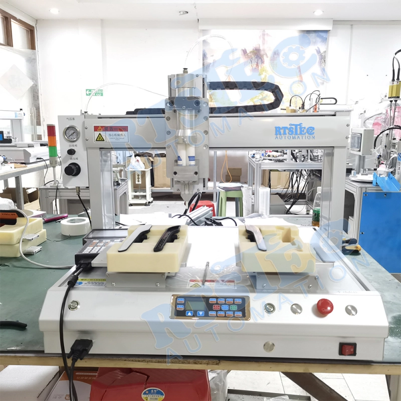 Robotic Glue Dispensing Machine,Robotic Glue Dispenser ,LCD phone Screen Dispensing solution,4 Axis Benchtop, two workstation