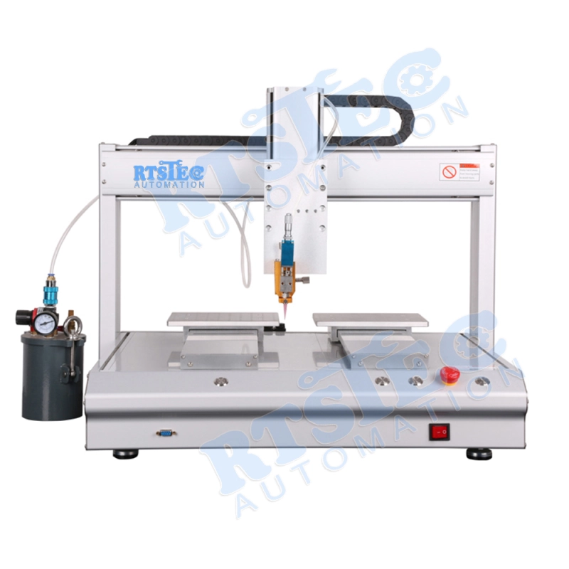 Robotic Glue Dispensing Machine,Robotic Glue Dispenser ,LCD phone Screen Dispensing solution,4 Axis Benchtop, two workstation