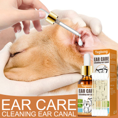 Yegbong pet ear cleansing liquid with cotton swabs, cats and dogs, ear mites, itching, cleansing ear drops, cleansing ear canals and deodorization