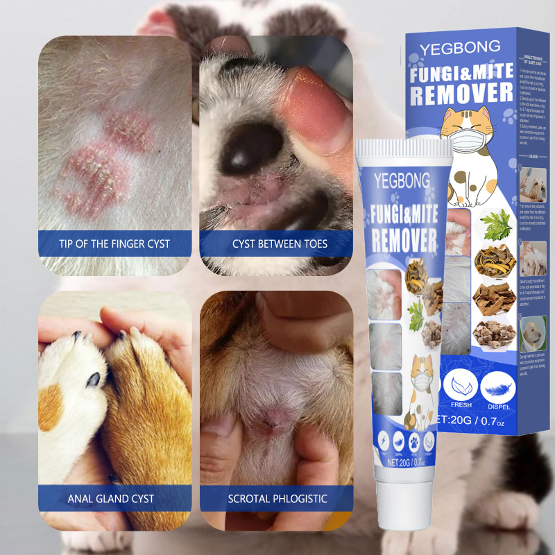Yegbong Pet Mite Removal Cream Pet Dogs and Cats Skin Anti-Itch Removal Mite Removal Apply Care Cream for Pets, Dogs and Cats