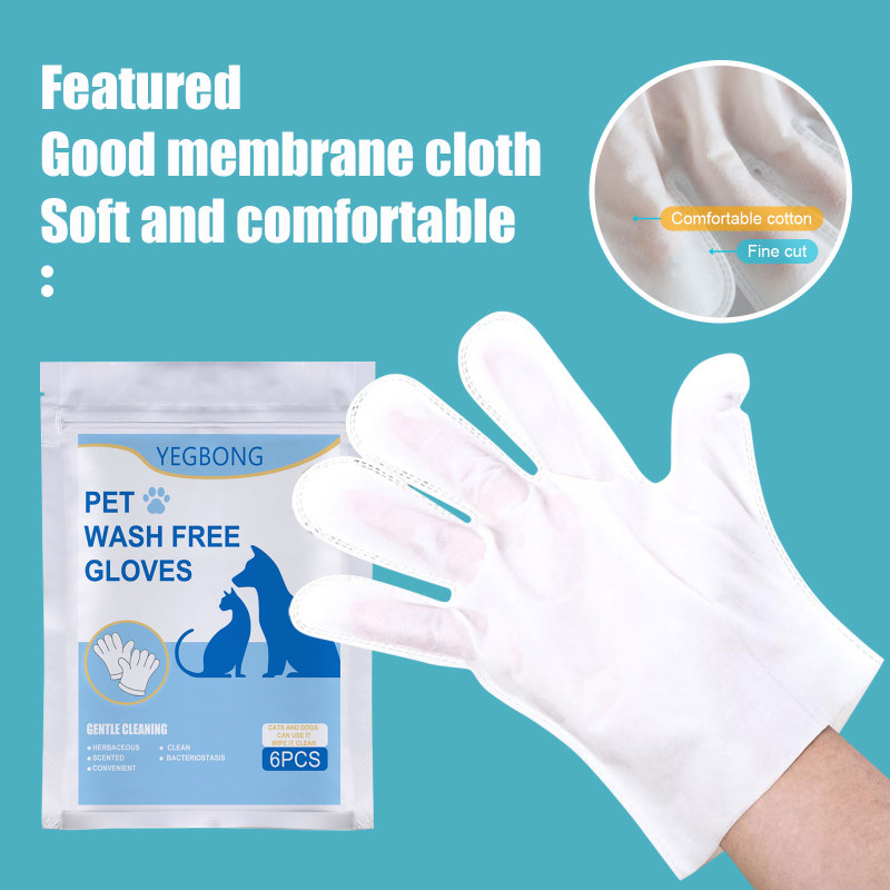 Yegbong Pet Wet Wipe Gloves Cleaning Wipes Free Bathing Cat Non-Woven Gloves