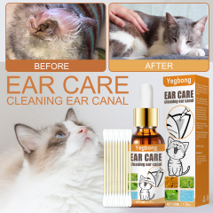 Yegbong pet ear cleansing liquid with cotton swabs, cats and dogs, ear mites, itching, cleansing ear drops, cleansing ear canals and deodorization