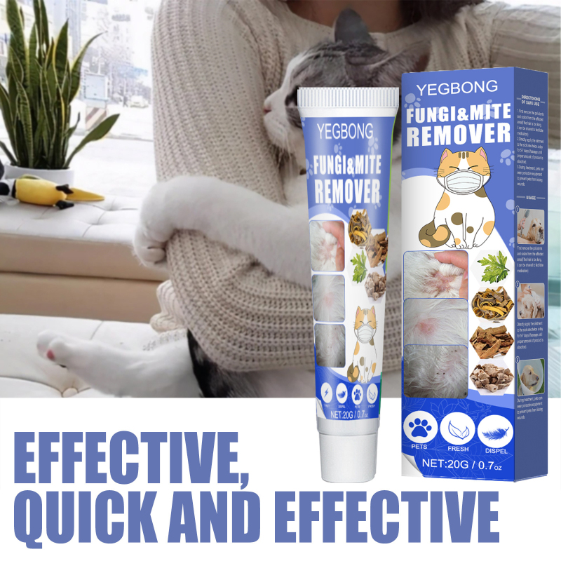 Yegbong Pet Mite Removal Cream Pet Dogs and Cats Skin Anti-Itch Removal Mite Removal Apply Care Cream for Pets, Dogs and Cats