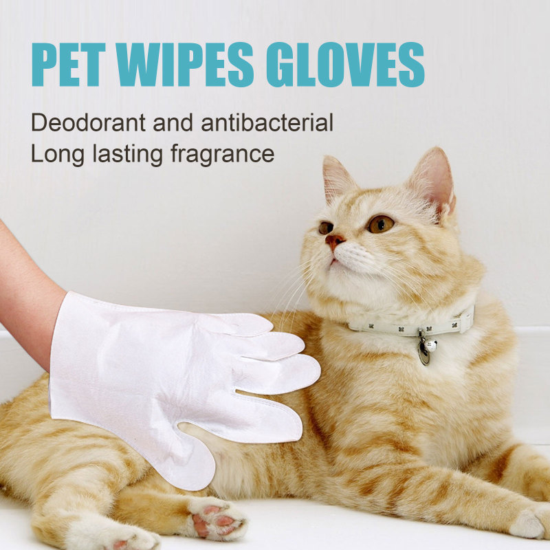 Yegbong Pet Wet Wipe Gloves Cleaning Wipes Free Bathing Cat Non-Woven Gloves
