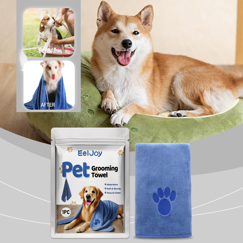 EelJoy Pet Towel Pet Microfiber Absorbent Towel Soft and Durable Quick Dry Pet Grooming Care