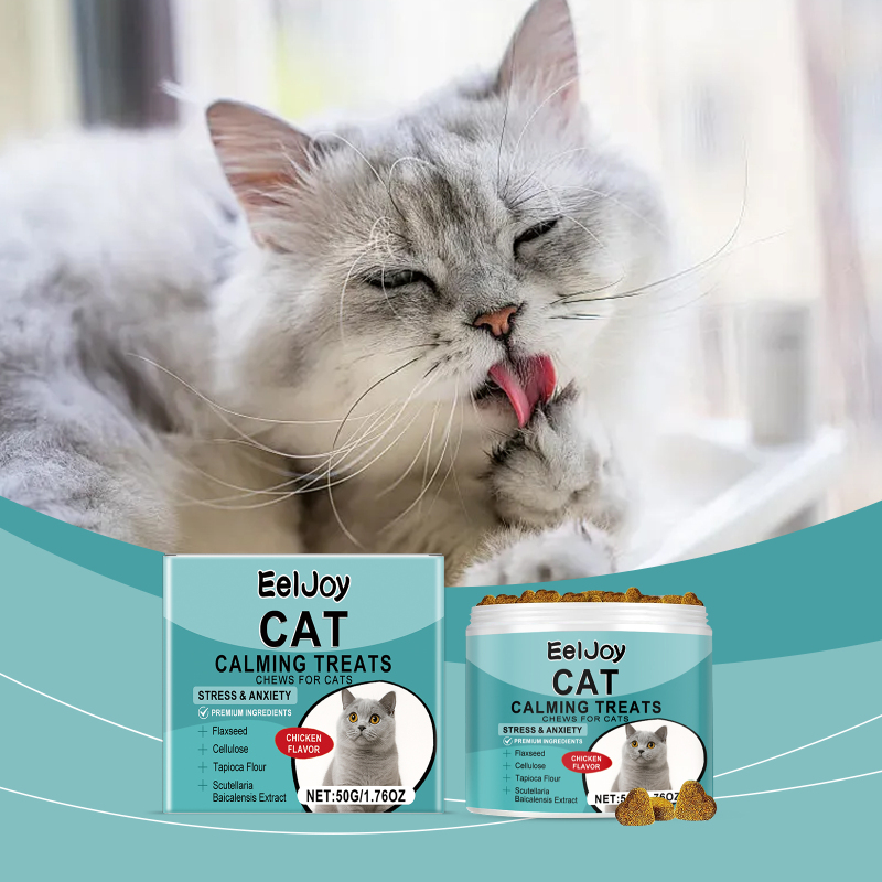 EelJoy Cat Snack Chewable Tablets Daily Cat Supplement Nutritional Emotional Care Meat Flavored Snacks
