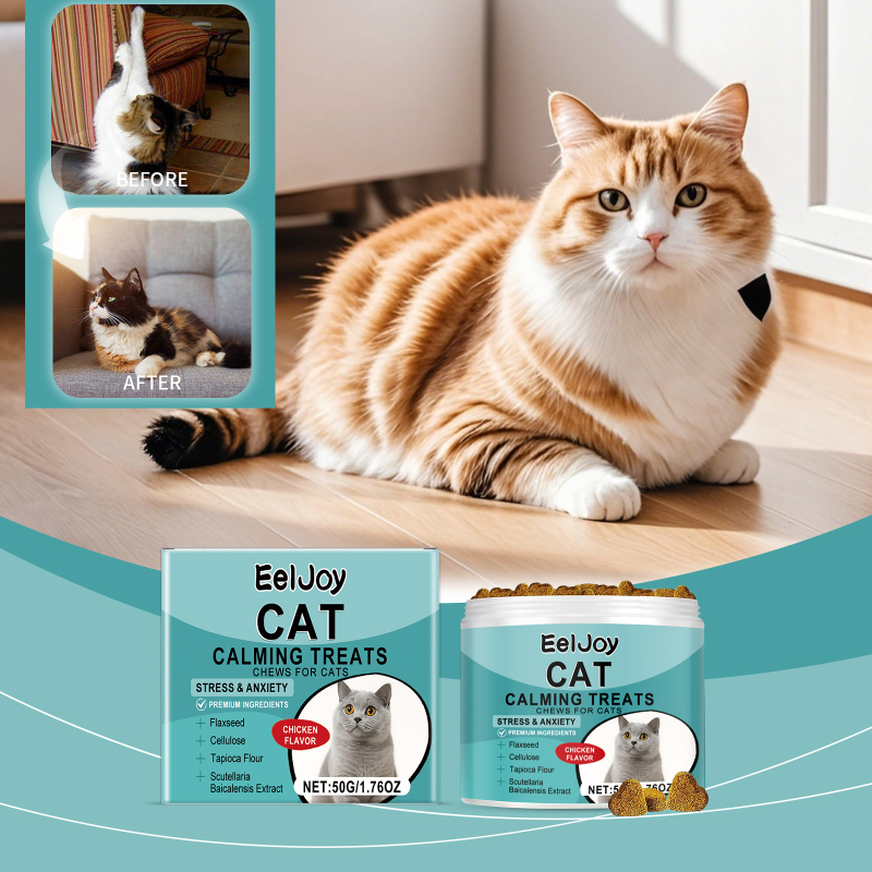 EelJoy Cat Snack Chewable Tablets Daily Cat Supplement Nutritional Emotional Care Meat Flavored Snacks