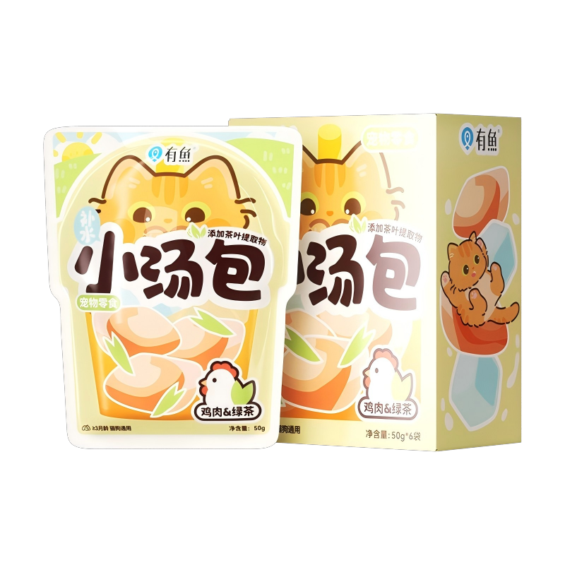 有魚補水小湯包  鴨肉&鴨屎香口味/雞肉&綠茶口味   50G*6袋