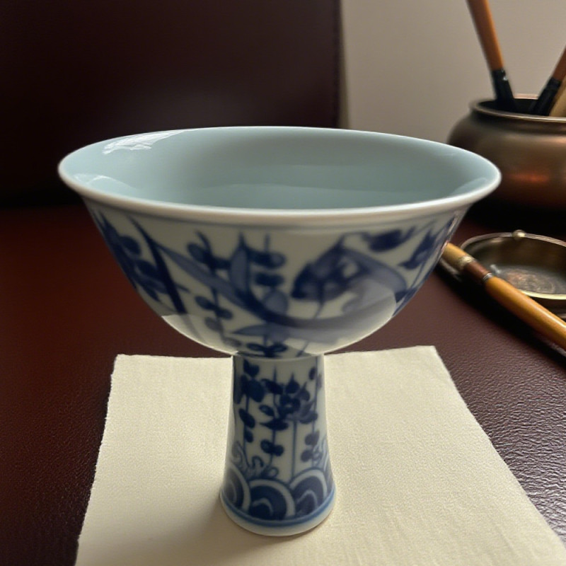 清道光細路粉彩四季花卉高足供碗｜明清瓷器古董收藏