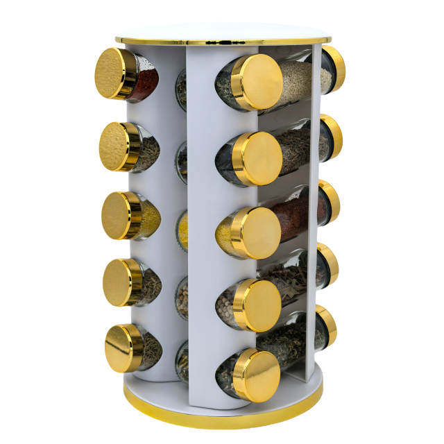 360 rotating seasoning rack light luxury silver kitchen seasoning round seasoning can set material rack assembly group