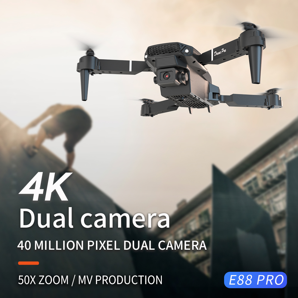 Rconly E88 Pro Drone Profesional HD 4k Rc Airplane Dual-Camera Wide-Angle Head Remote Quadcopter Airplane Toy Helicopter