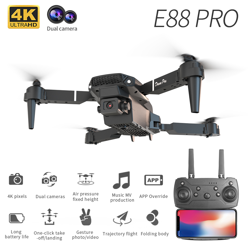 Rconly E88 Pro Drone Profesional HD 4k Rc Airplane Dual-Camera Wide-Angle Head Remote Quadcopter Airplane Toy Helicopter