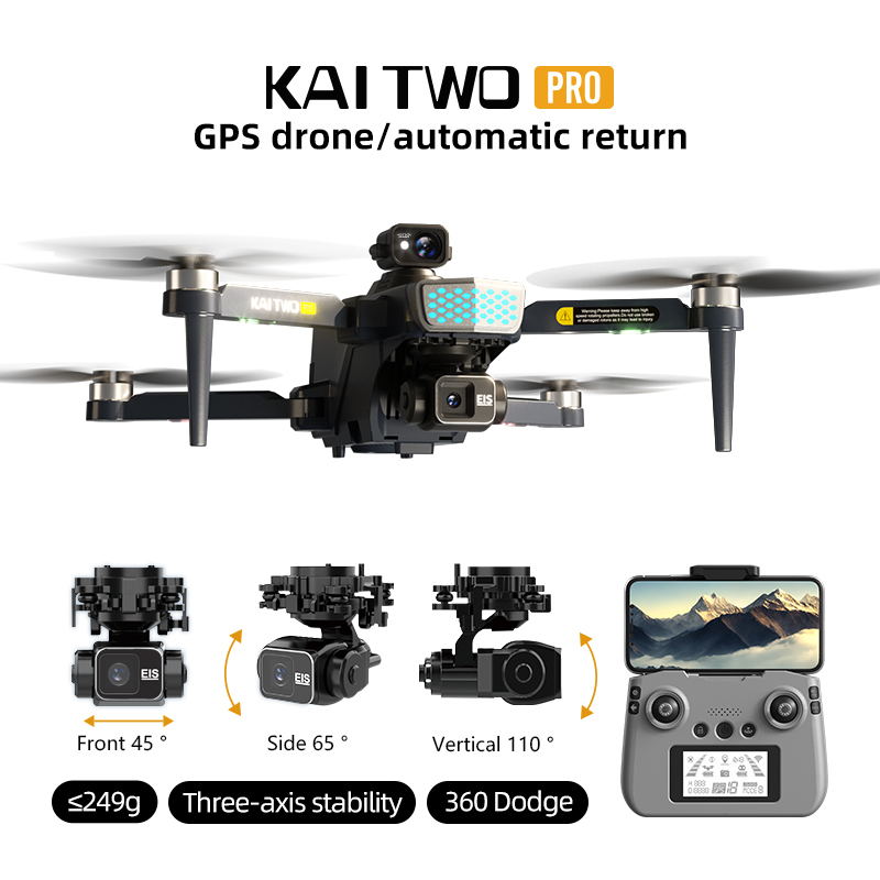 2024 New KAI TWO Pro Drone GPS Three-Axis Gimbal EIS Brushless 360° Laser Obstacle Avoidance 4K HD Aerial Photography Dron 1200M