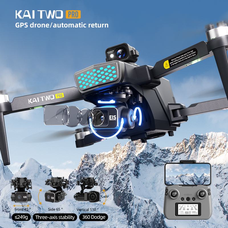 2024 New KAI TWO Pro Drone GPS Three-Axis Gimbal EIS Brushless 360° Laser Obstacle Avoidance 4K HD Aerial Photography Dron 1200M