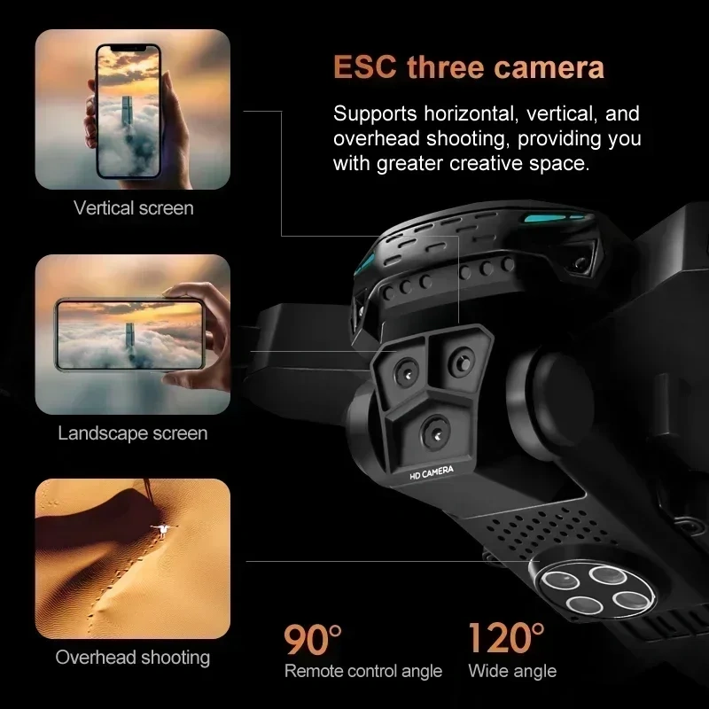 New KY605S Drone 4K 360° Obstacle Avoidance Optical Flow Positioning Wide Angle Professional Triple Camera RC Quadcopter