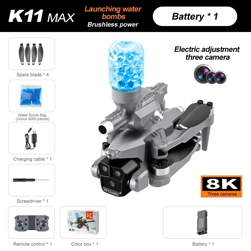 K911 SE Drone Long Endurance GPS Return Brushless Motor 4K HD Three Camera 360° Laser Obstacle Avoidance RC Quadcopter Drone Toy