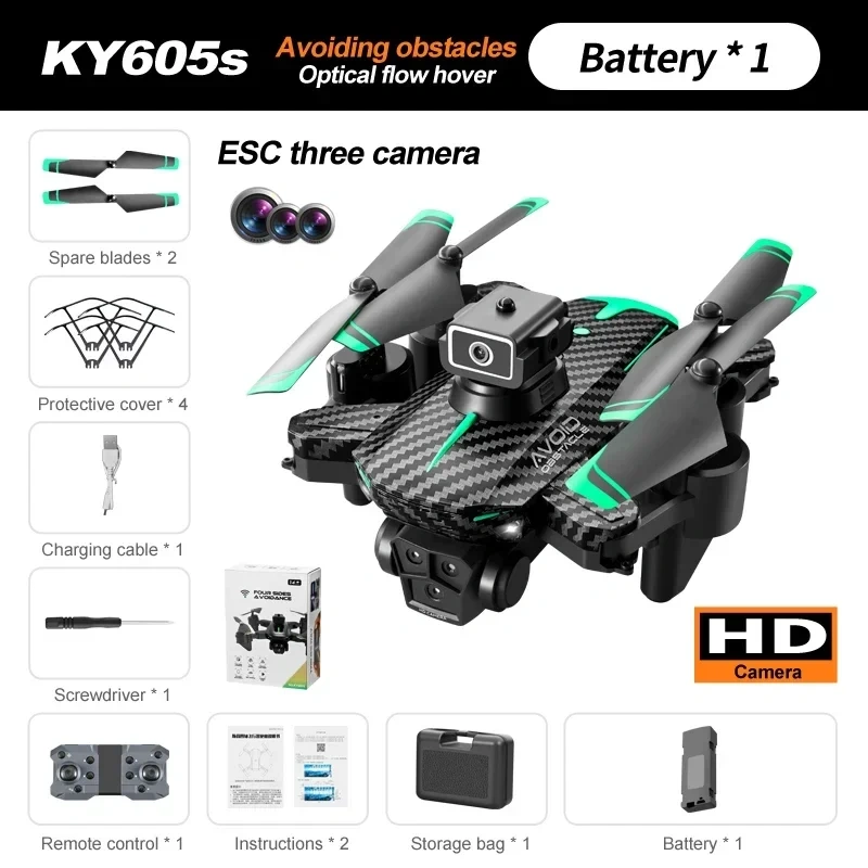 New KY605S Drone 4K 360° Obstacle Avoidance Optical Flow Positioning Wide Angle Professional Triple Camera RC Quadcopter