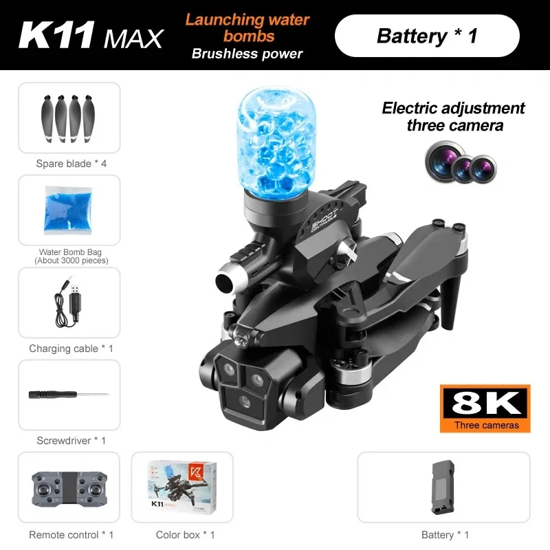 K911 SE Drone Long Endurance GPS Return Brushless Motor 4K HD Three Camera 360° Laser Obstacle Avoidance RC Quadcopter Drone Toy