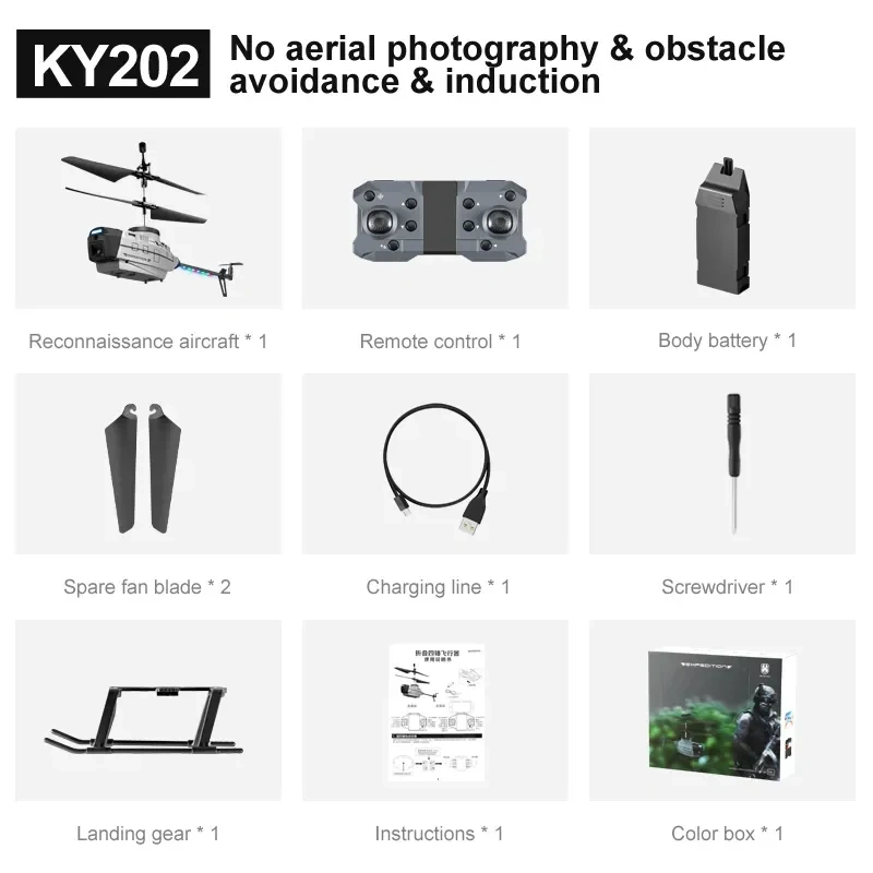 New KY202 RC Helicopter 10K Ultra HD Dual Camera Gesture Sensing Intelligent Hovering Obstacle Avoidance RC Drone Toy Gift