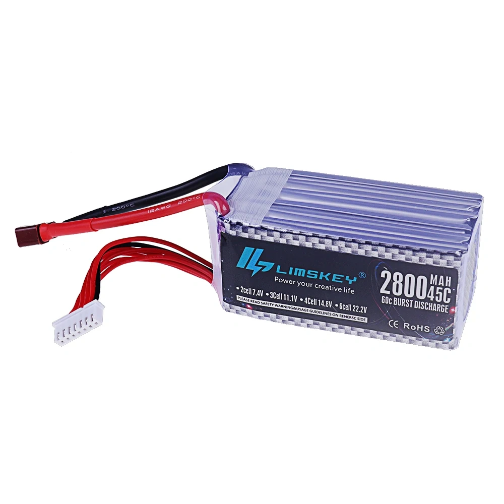 6S Power Battery 22.2V RC Lipo 2800mah XT60 T Plug 45C Battery For RC Electric Toys Helicopter Racing Vehicle Cars Spare Battery
