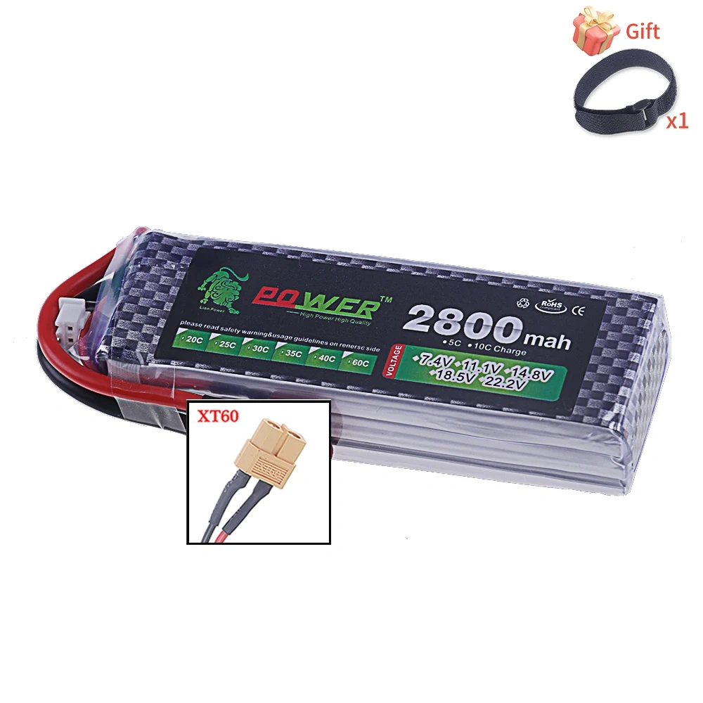3S Lipo Battery 11.1V 2800mAh 40C~60C with XT60 T Deans Connector For Truck Car Helicopter Drone Ship Boat RC Toys 11.1v Battery