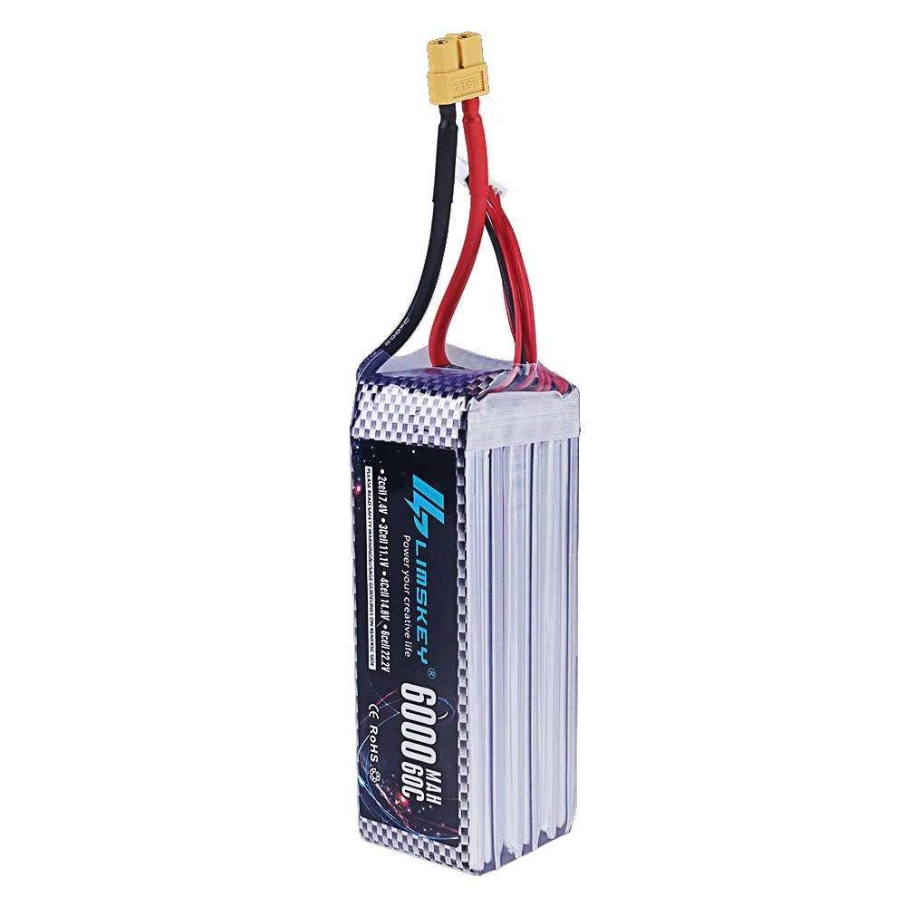6000mAh 6S 22.2V 60C RC Lipo Battery 22.2v Rechargeable Battery For RC Car FPV Truck Helicopter With Deans T XT60 Connector