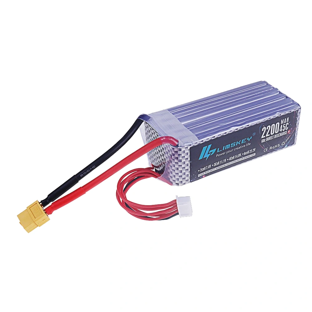 22.2V Drone Battery 22.2V 2200mAh 45C LiPo Battery For RC Electric Toys Helicopter Quadcopter Racing Vehicle Spare 6S Battery
