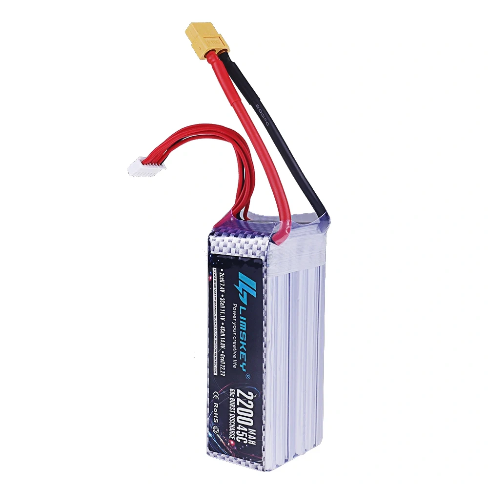 22.2V Drone Battery 22.2V 2200mAh 45C LiPo Battery For RC Electric Toys Helicopter Quadcopter Racing Vehicle Spare 6S Battery