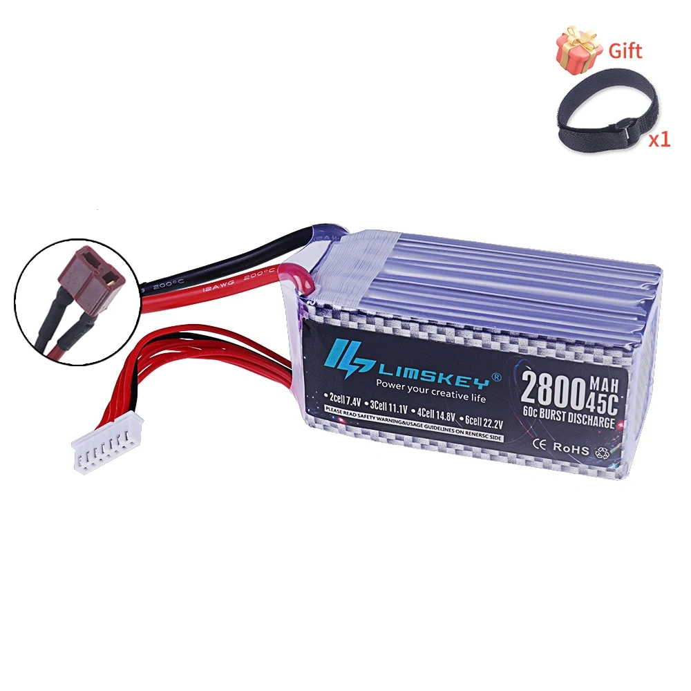 6S Power Battery 22.2V RC Lipo 2800mah XT60 T Plug 45C Battery For RC Electric Toys Helicopter Racing Vehicle Cars Spare Battery