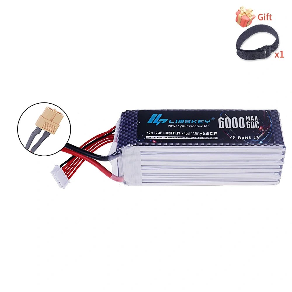6000mAh 6S 22.2V 60C RC Lipo Battery 22.2v Rechargeable Battery For RC Car FPV Truck Helicopter With Deans T XT60 Connector