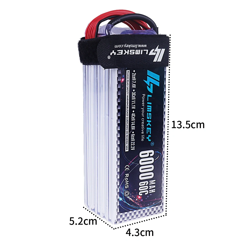 6000mAh 6S 22.2V 60C RC Lipo Battery 22.2v Rechargeable Battery For RC Car FPV Truck Helicopter With Deans T XT60 Connector