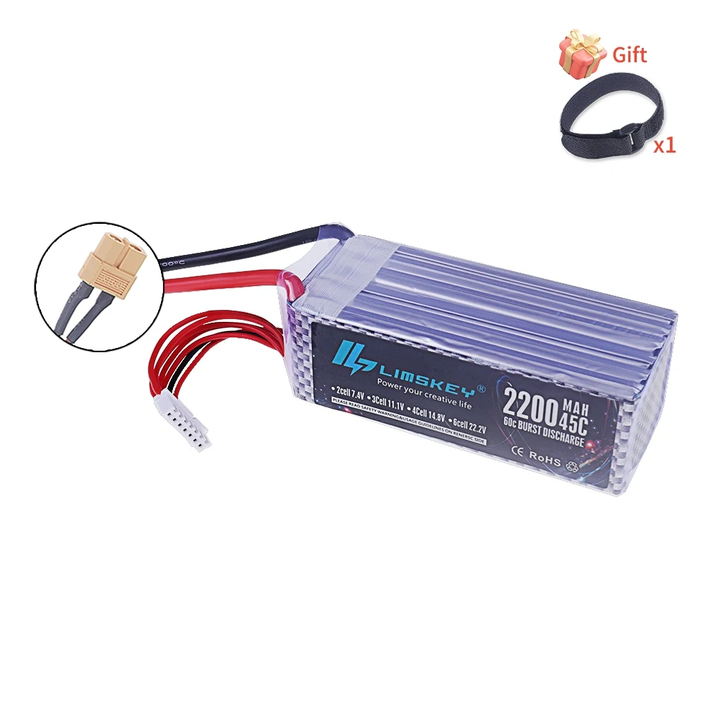22.2V Drone Battery 22.2V 2200mAh 45C LiPo Battery For RC Electric Toys Helicopter Quadcopter Racing Vehicle Spare 6S Battery