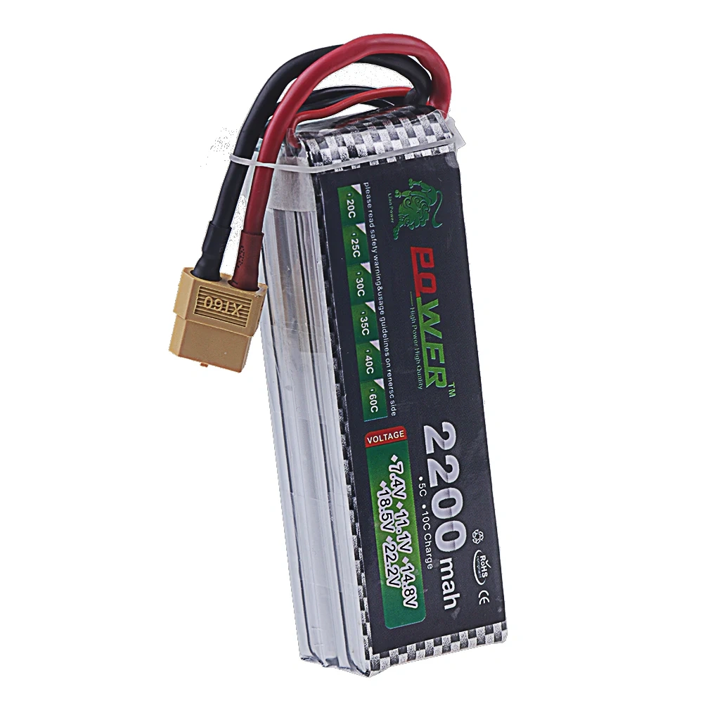 4S 2200mAh 40C~60C 14.8V LiPo Battery with XT60/Deans T Plug for Drone FPV RC Cars Boats Trucks Airplane UAV Parts 4S Battery