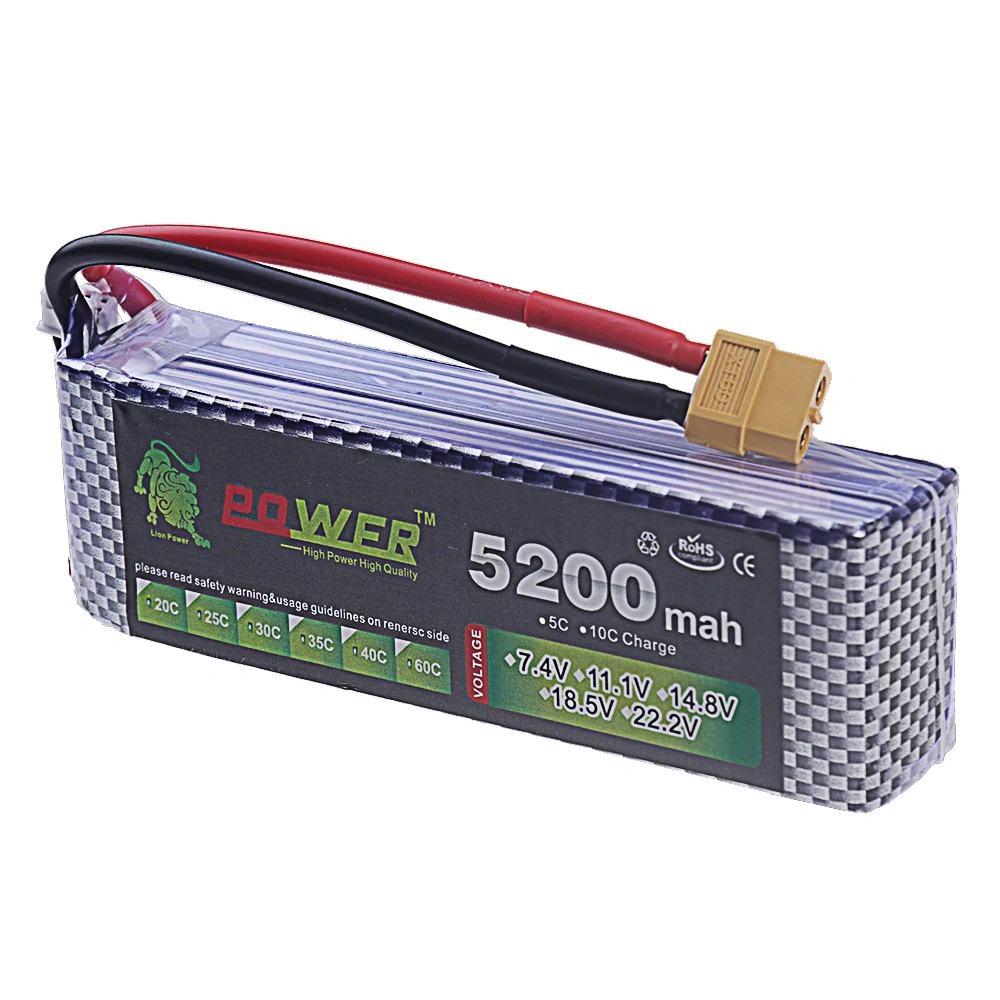 4S Lipo Battery 60C 14.8V 5200mAh Lipo Battery XT60/Deans T Connector for RC FPV Racing Drone Quadcopter Racing Crawler Cars