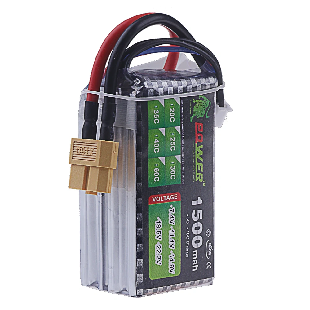 4S Lipo 14.8V Battery 1500mAh 40C~60C With XT60 Deans T Plug For Drone RC FPV Airplane Helicopter Car Racing Boat Parts 14.8V