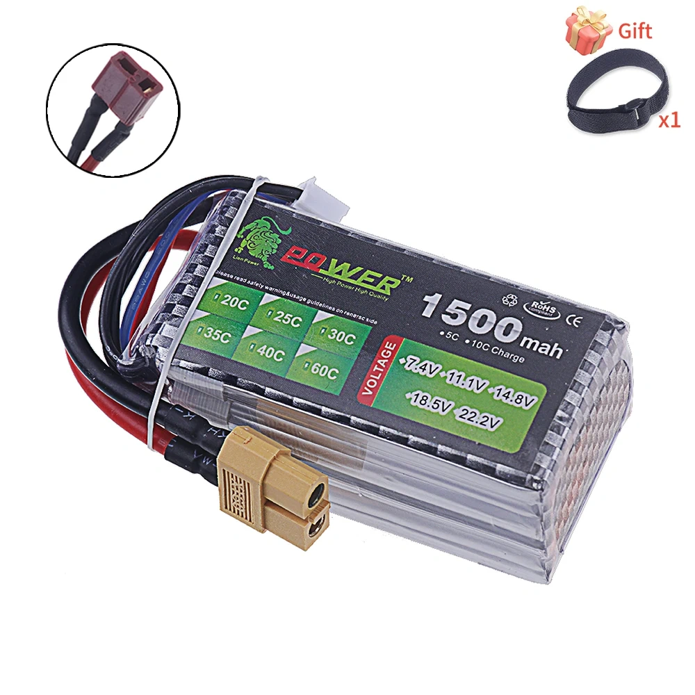 4S Lipo 14.8V Battery 1500mAh 40C~60C With XT60 Deans T Plug For Drone RC FPV Airplane Helicopter Car Racing Boat Parts 14.8V