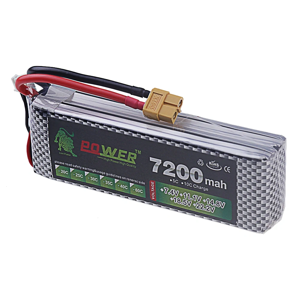 4S Lipo Battery 14.8V 7200mAh 60C For FPV Racing Drone RC Quadcopter 4S Batteries For RC Drones Cars Spare Parts XT60 / Deans T