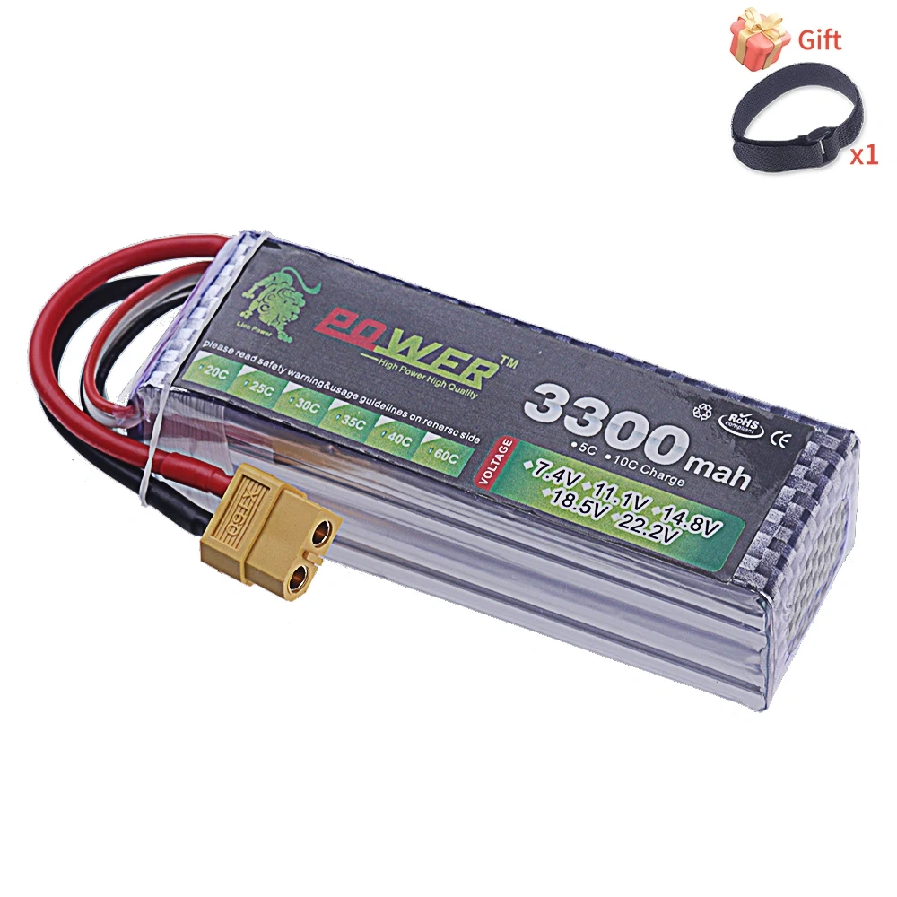 14.8V 3300mAh 40C~60C Lipo Battery with XT60 T Connector for RC Car Crawler Truck Airplane FPV UAV Drone 4S 14.8V Battery