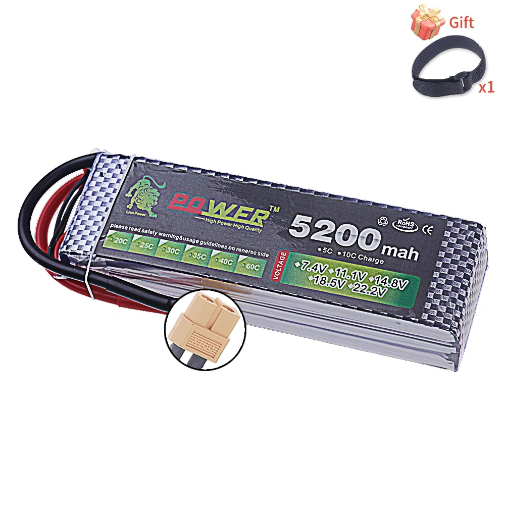 4S Lipo Battery 60C 14.8V 5200mAh Lipo Battery XT60/Deans T Connector for RC FPV Racing Drone Quadcopter Racing Crawler Cars