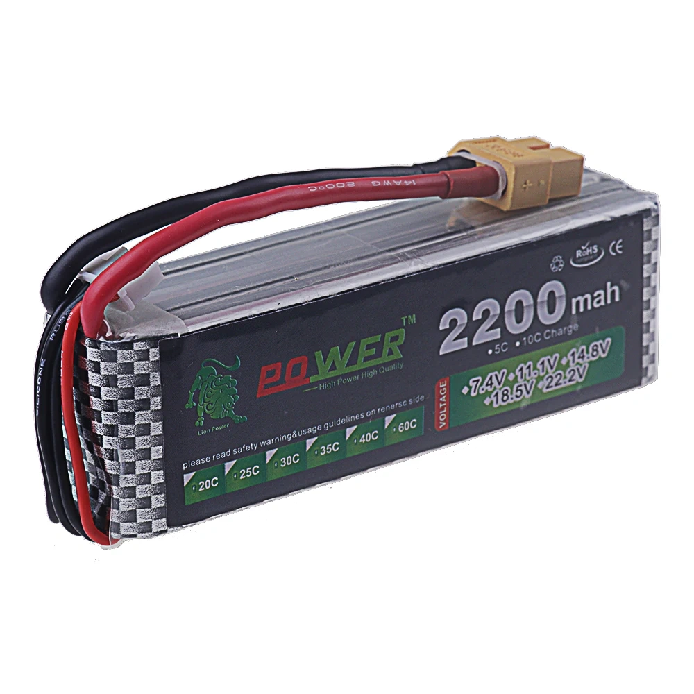 4S 2200mAh 40C~60C 14.8V LiPo Battery with XT60/Deans T Plug for Drone FPV RC Cars Boats Trucks Airplane UAV Parts 4S Battery
