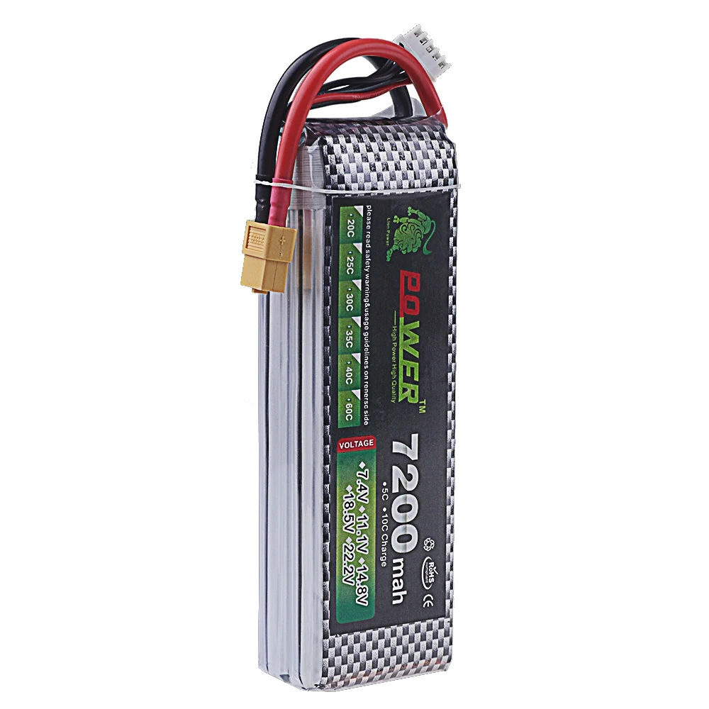 4S Lipo Battery 14.8V 7200mAh 60C For FPV Racing Drone RC Quadcopter 4S Batteries For RC Drones Cars Spare Parts XT60 / Deans T